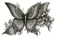 one half butterfly wing one half angel wings tattoo design idea