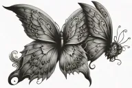  one half butterfly wing one half angel wings tattoo design idea