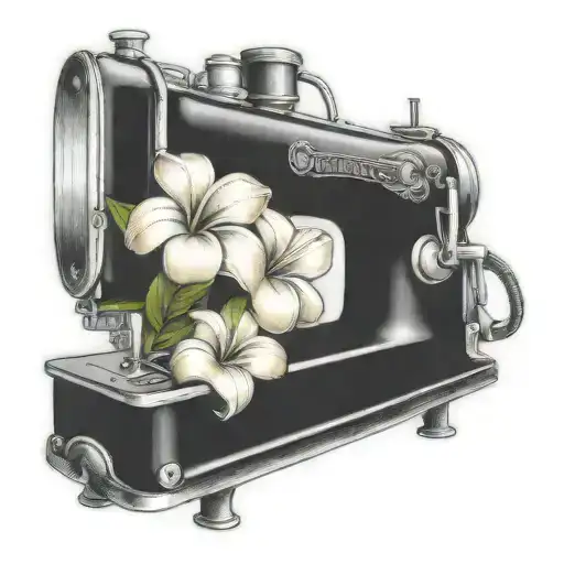 sewing machine hawaii plumeria tattoo design idea