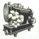 sewing machine hawaii plumeria tattoo design idea