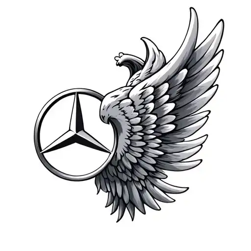 Mercedes Benz logo with wings  tattoo design idea