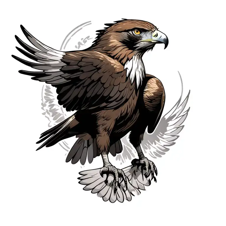 red tailed hawk flying tattoo design idea