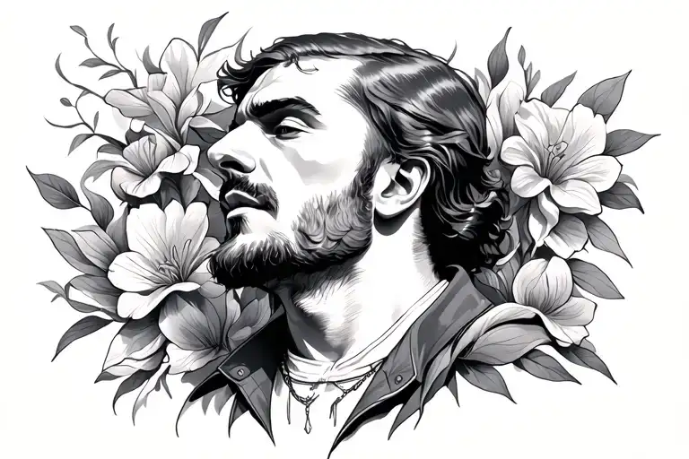 Lonely man that cannot believe in the beauty tattoo design idea