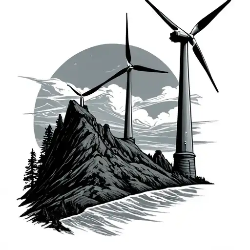 wind turbines Appalachia tattoo design idea