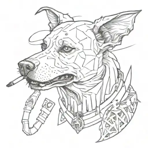 cybersigilism stoner dog smoking joint tattoo design idea