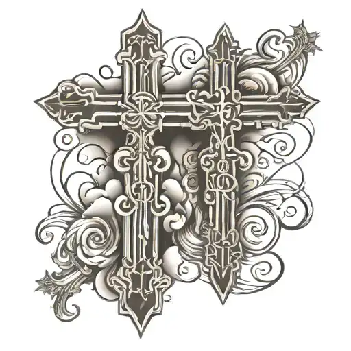 2 Crosses with Trust God lettering i want tattoo design idea