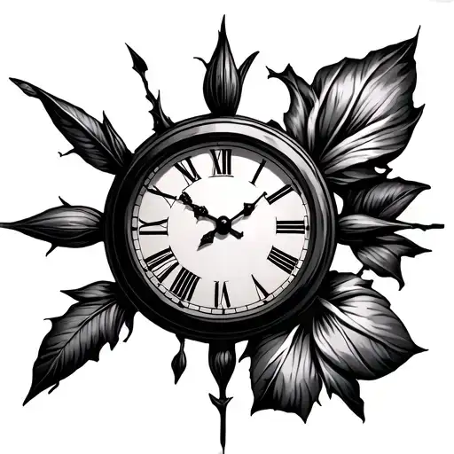Clock face broken or fading. The position of the needles are... Rose South East, Tulipd South West and Orchid Middle Eas tattoo design idea