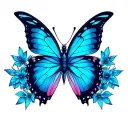 psychedelic Blue Butterfly tattoo design idea