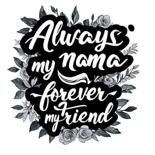 Always my mama forever my friend scripted tattoo design idea