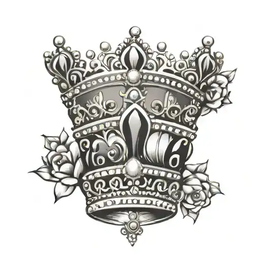 Princess crown with wedding dates incorporated tattoo design idea