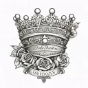 Princess crown with wedding dates incorporated tattoo design idea