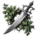 single sword with ivy vines growing around it tattoo design idea