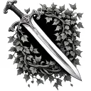 single sword with ivy vines growing around it tattoo design idea