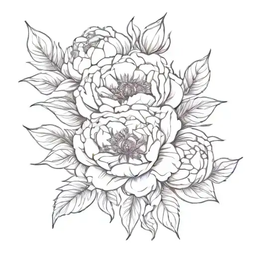 Burgundy peonies tattoo design idea