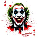 joker card with joker smile with why so serious? and ha ha ha tattoo design idea