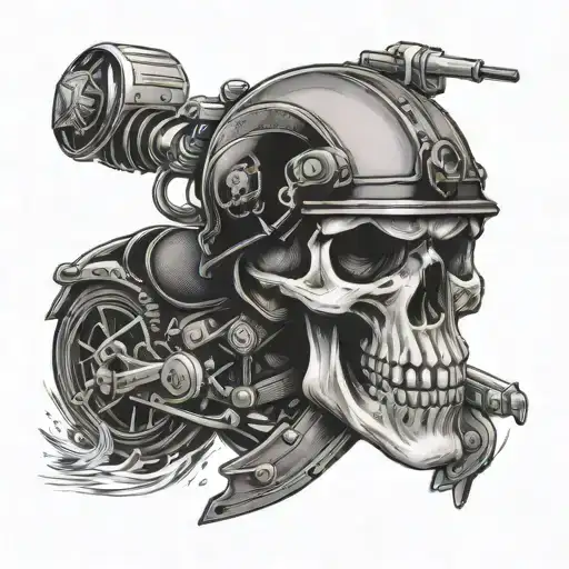 Skull with motorcycle helmet with the says "Not Today"  tattoo design idea