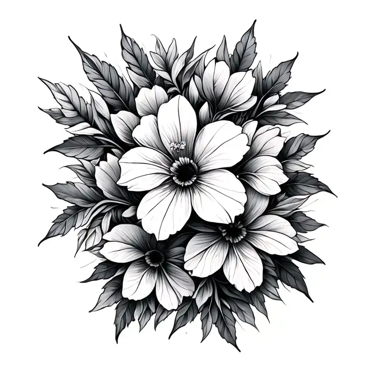 Abstract flowers Tulsi tattoo design idea