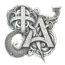 initial A and M intertwined lorraine cross tattoo design idea