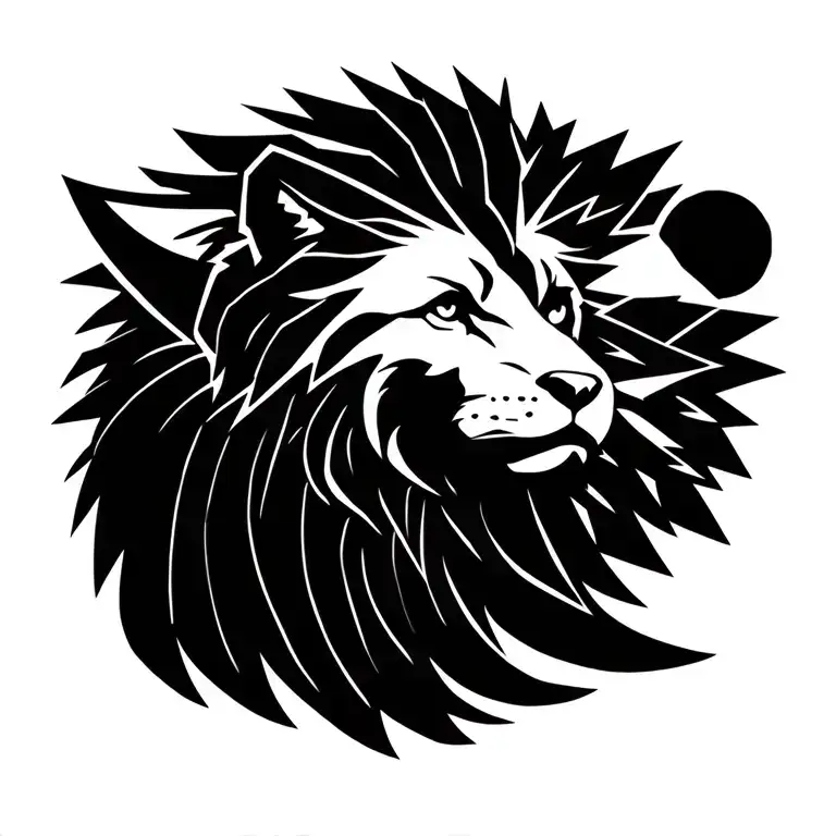 The combination of the lion, the sun, and the wolf in sheep's clothing tattoo design idea