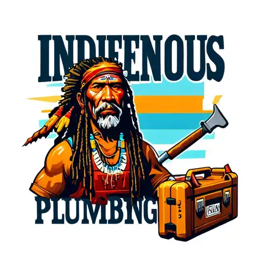 "Indigenous Plumbing " dreadlock painted face Native American plumber holding a toolbox tattoo design idea