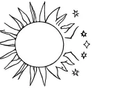 Make a fine line tattoo stencil or template. Make it in this order. Sun, moon, stars. Use the images as references for t tattoo design idea