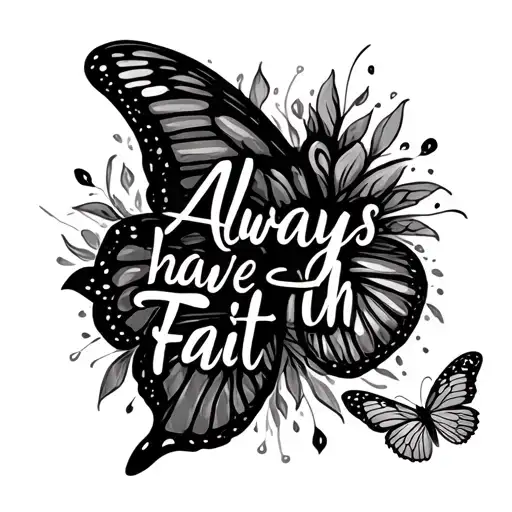 always have faith sentences joined together with tiny butterfly at the end of the sentence  tattoo design idea