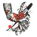 arm patchwork sleeve tattoo design idea