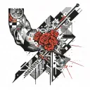 arm patchwork sleeve tattoo design idea