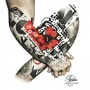 arm patchwork sleeve tattoo design idea