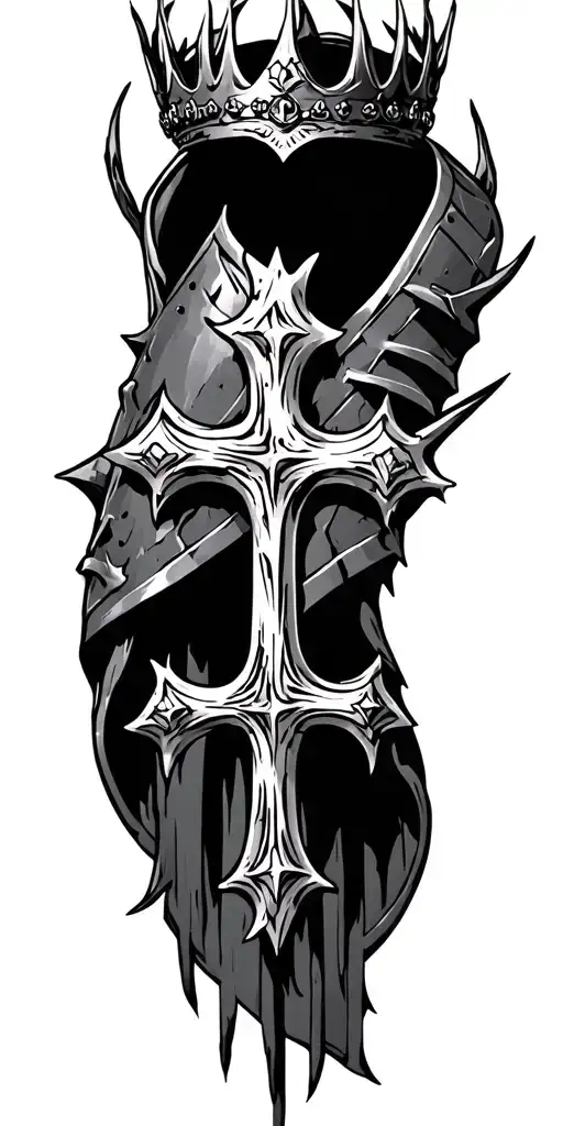 three nails cross,thorn crown, and armor of god  tattoo design idea