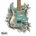 fender Stratocaster, sparrow, you matter she mattered. tattoo design idea