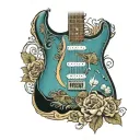 fender Stratocaster, sparrow, you matter she mattered. tattoo design idea