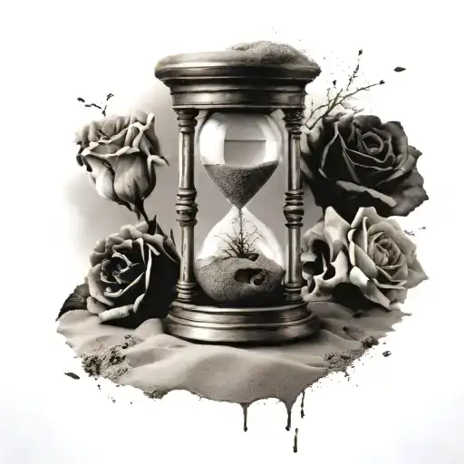 2. Hourglass: An hourglass, in which sand symbolizes the passage of time, can be complemented with a skull or flowers. tattoo design idea
