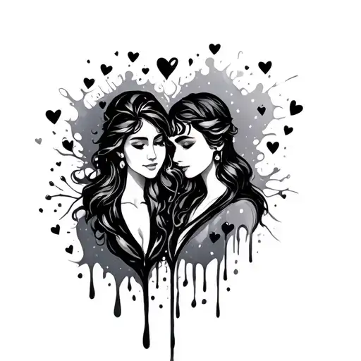 828. r & c in it. love. hearts. deep. splash of color. soulmates matching tattoos  tattoo design idea