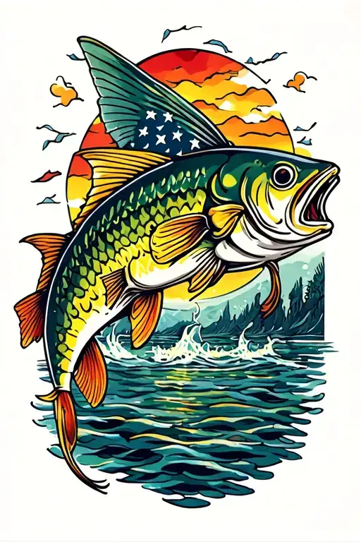 gone fishing tattoo design idea