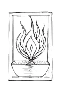 A small flame inside a square. tattoo design idea
