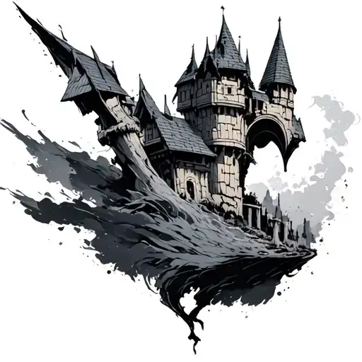 brush stroke style howl moving castle tattoo design idea