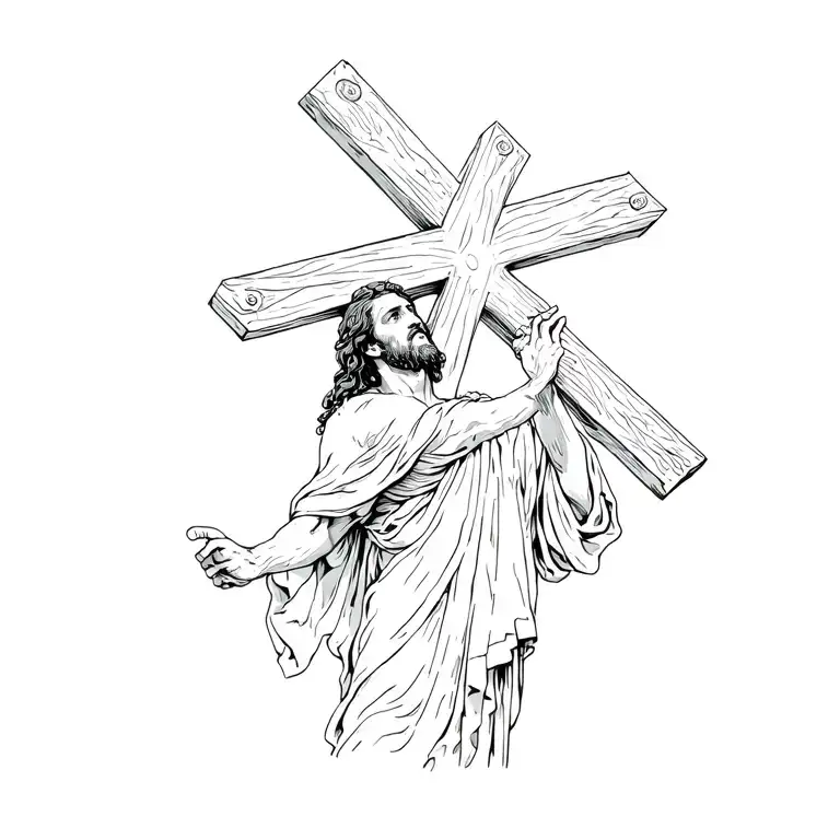 Jesus carrying the cross tattoo design idea