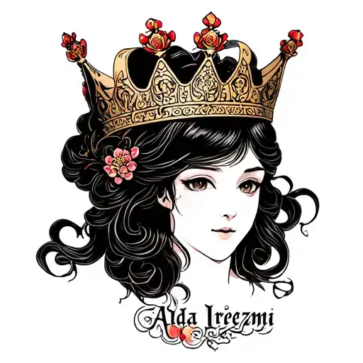 princess crown with the name Ada tattoo design idea