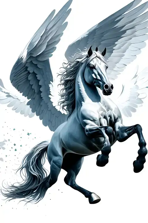 pegasus horse flying with open wings tattoo design idea