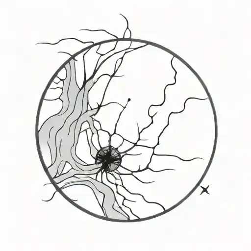 cursed, bloody moon, scars on moon, many curves lines, horror tattoo design idea