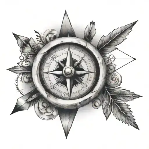 micro realism compasses and arrows tattoo design idea