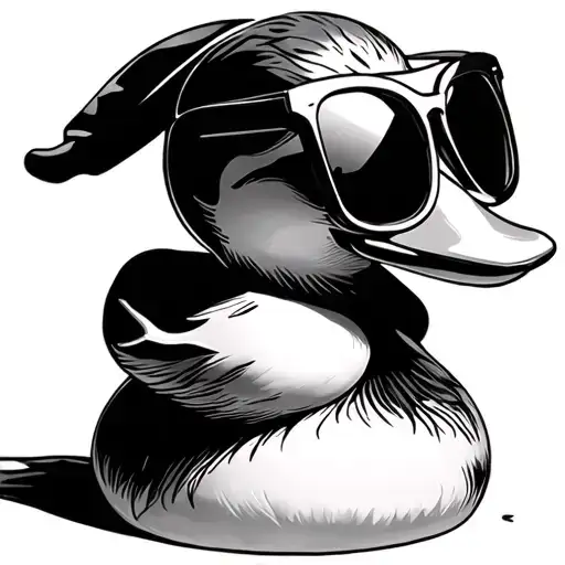 rubber duck with sunglasses tattoo design idea