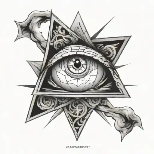 Illuminati eye with wolf head tattoo design idea