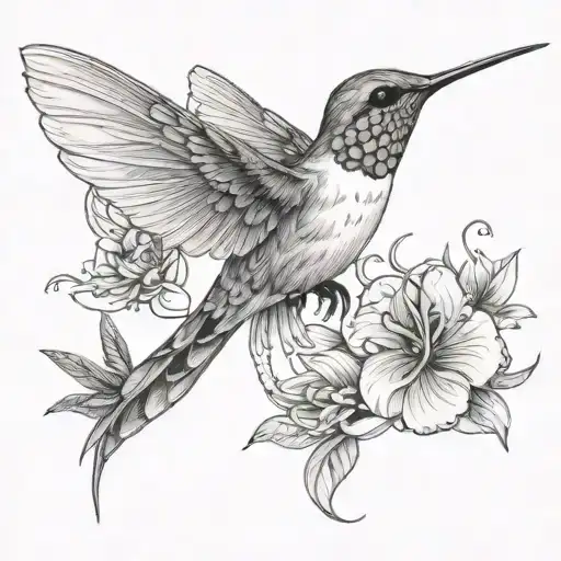 humming bird and Butterfly tattoo design idea