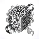 thinking outsider the box, qr code for people, mistakes  tattoo design idea