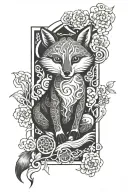 ractangle omamori talisman fox inside tattoo design idea