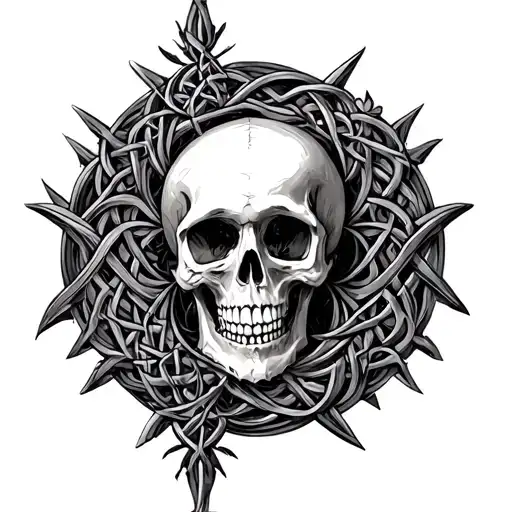 A fusion of Celtic art motifs with skeletal elements to represent the cycle of life and death tattoo design idea