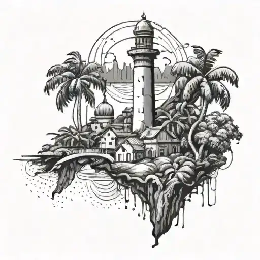 Incorporate iconic landmarks of Higuey, República Dominicana in a unique way tattoo design idea