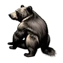 back view of bear sitting tattoo design idea